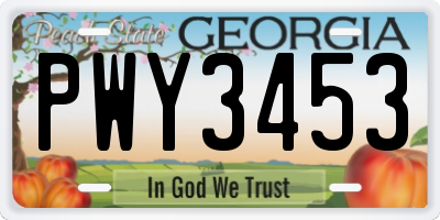 GA license plate PWY3453