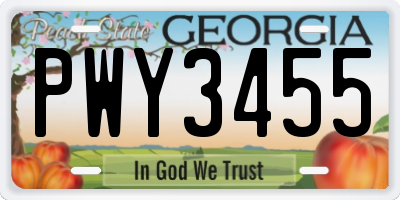 GA license plate PWY3455