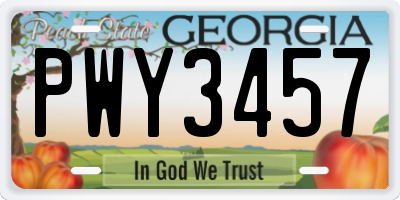 GA license plate PWY3457
