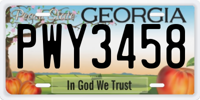 GA license plate PWY3458