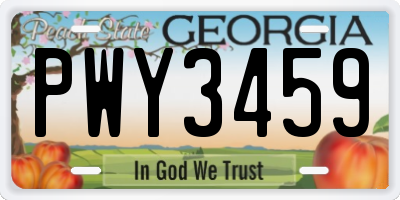 GA license plate PWY3459
