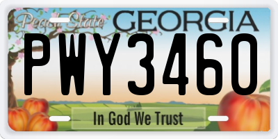 GA license plate PWY3460