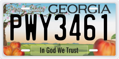 GA license plate PWY3461