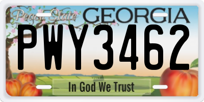 GA license plate PWY3462