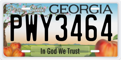 GA license plate PWY3464