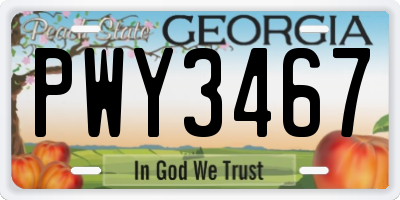 GA license plate PWY3467