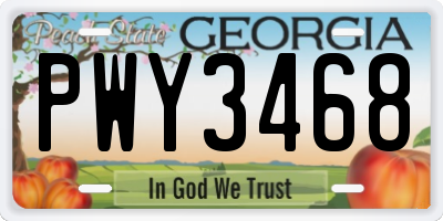 GA license plate PWY3468