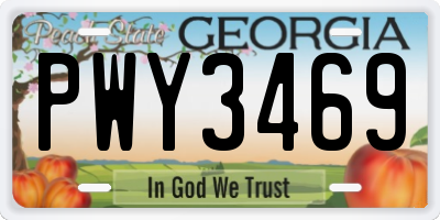 GA license plate PWY3469