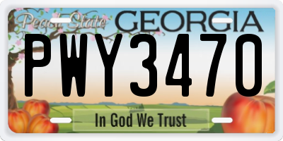 GA license plate PWY3470