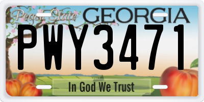 GA license plate PWY3471