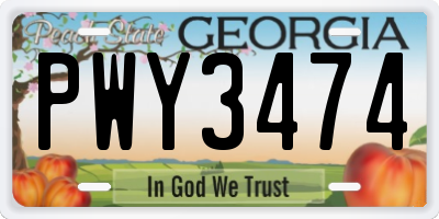 GA license plate PWY3474