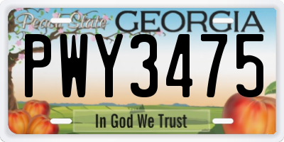 GA license plate PWY3475