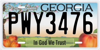 GA license plate PWY3476
