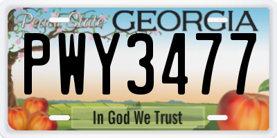 GA license plate PWY3477