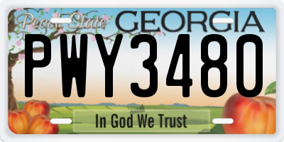 GA license plate PWY3480