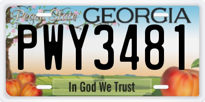GA license plate PWY3481