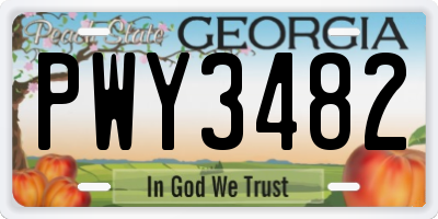 GA license plate PWY3482