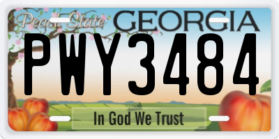 GA license plate PWY3484