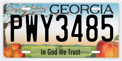 GA license plate PWY3485