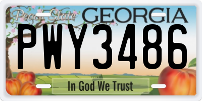 GA license plate PWY3486