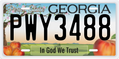 GA license plate PWY3488