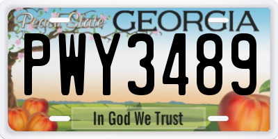 GA license plate PWY3489