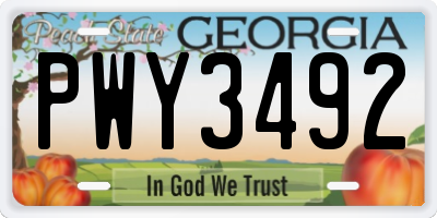 GA license plate PWY3492