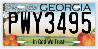 GA license plate PWY3495