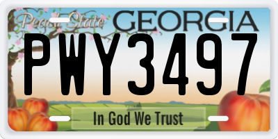 GA license plate PWY3497
