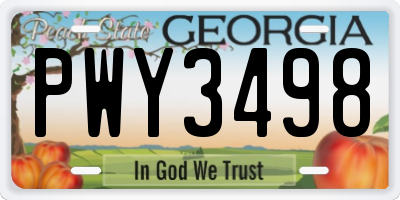 GA license plate PWY3498