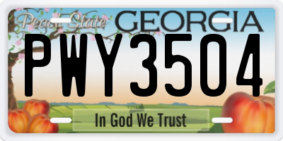 GA license plate PWY3504