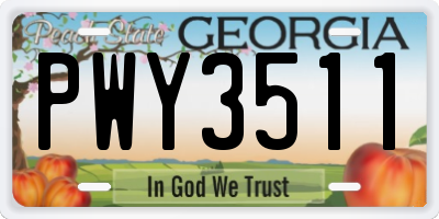 GA license plate PWY3511