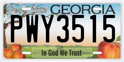 GA license plate PWY3515
