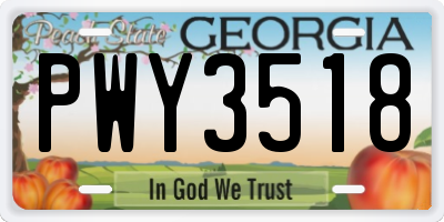 GA license plate PWY3518