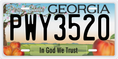 GA license plate PWY3520