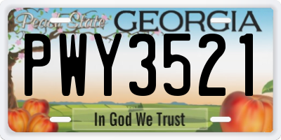 GA license plate PWY3521