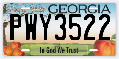GA license plate PWY3522