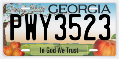 GA license plate PWY3523