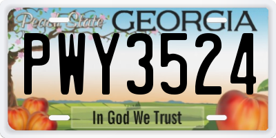 GA license plate PWY3524