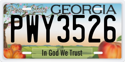 GA license plate PWY3526