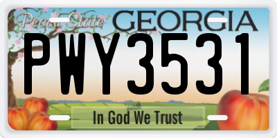 GA license plate PWY3531