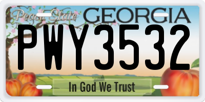 GA license plate PWY3532