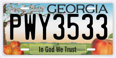 GA license plate PWY3533