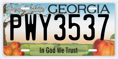 GA license plate PWY3537