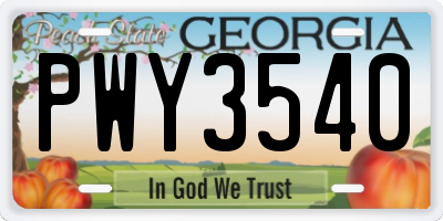 GA license plate PWY3540