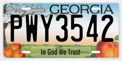 GA license plate PWY3542