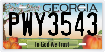 GA license plate PWY3543
