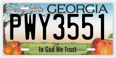 GA license plate PWY3551