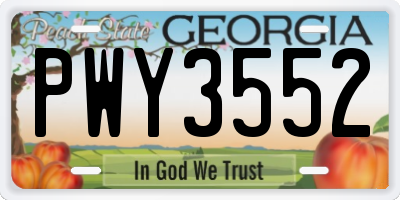 GA license plate PWY3552