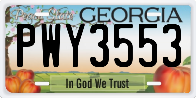 GA license plate PWY3553